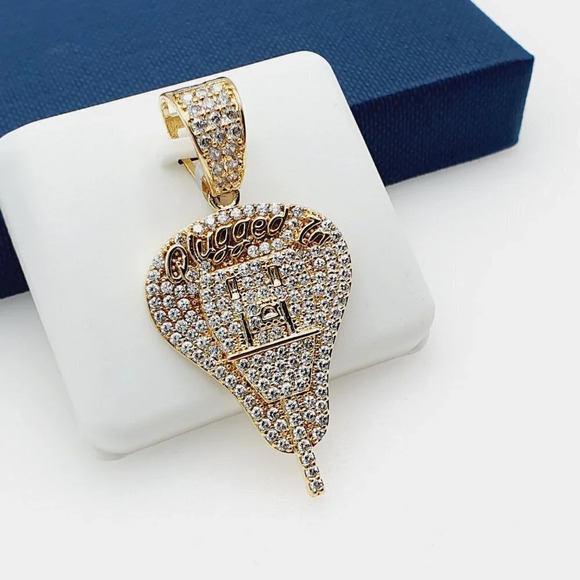 "14K Gold Plated Cubic Zircon Pendant, INUS1BR095 - Picture 3 of 10